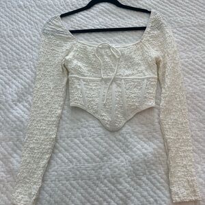NWOT Sabo Skirt Cream Textured Blouse